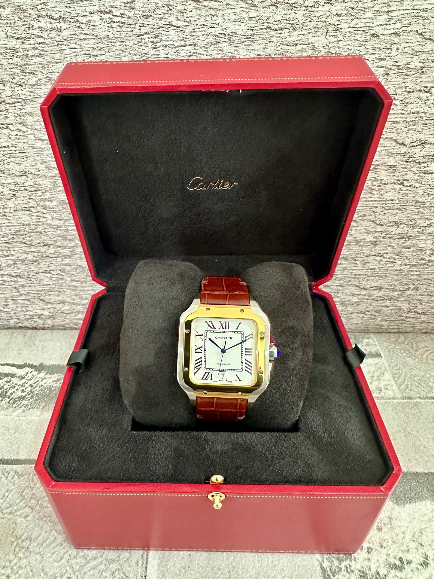 Reloj Santos Crt1er AAA Automático, Correa de piel cafe