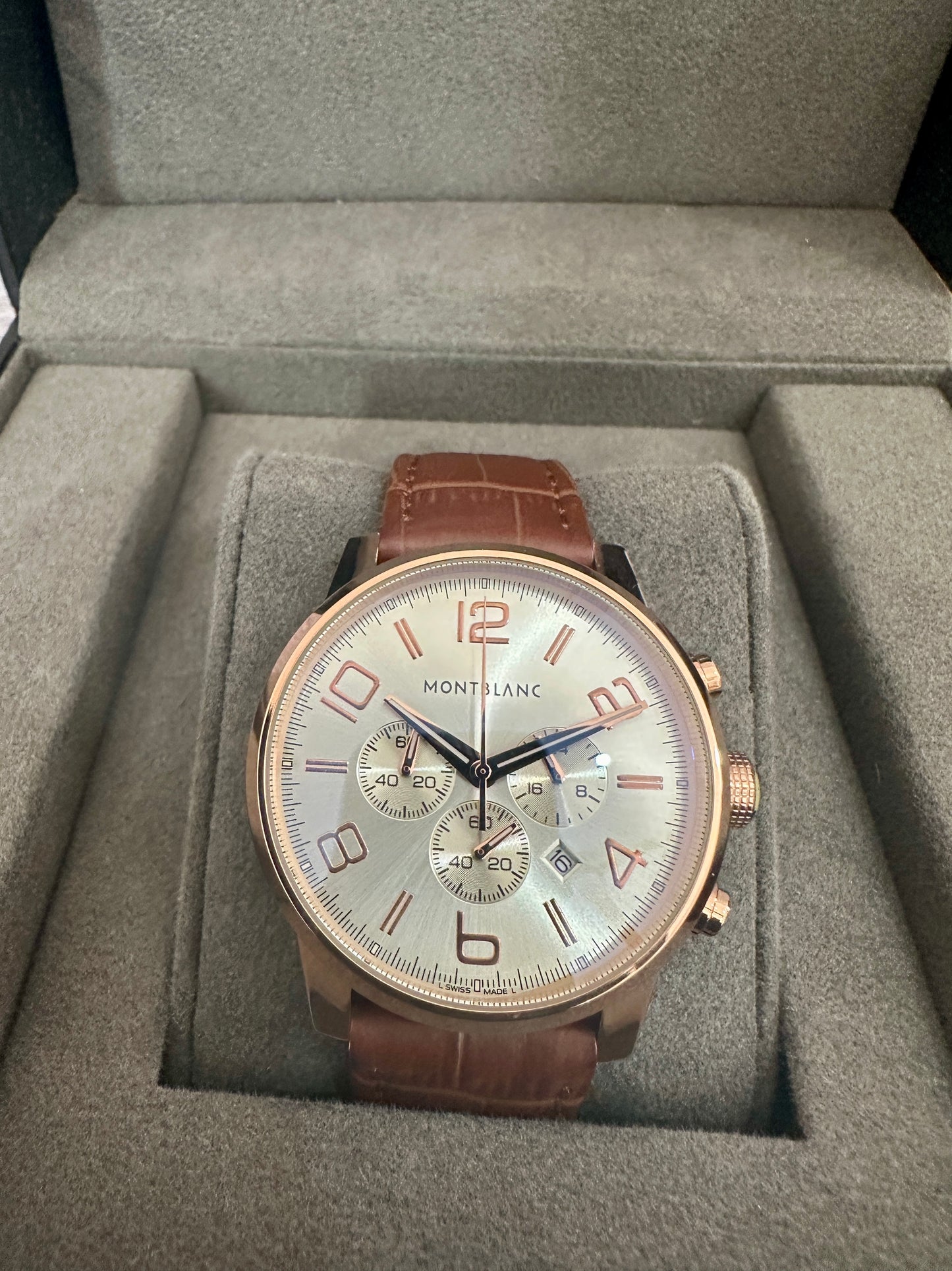 Reloj Mont B Chronograph Correa de piel café