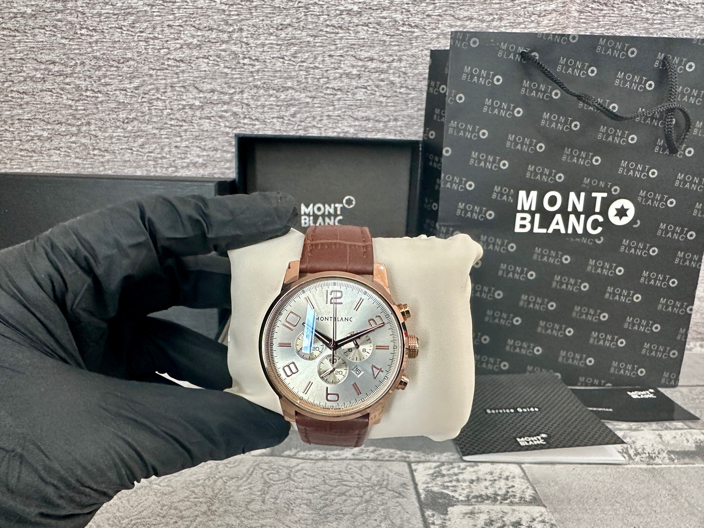 Reloj Mont B Chronograph Correa de piel café