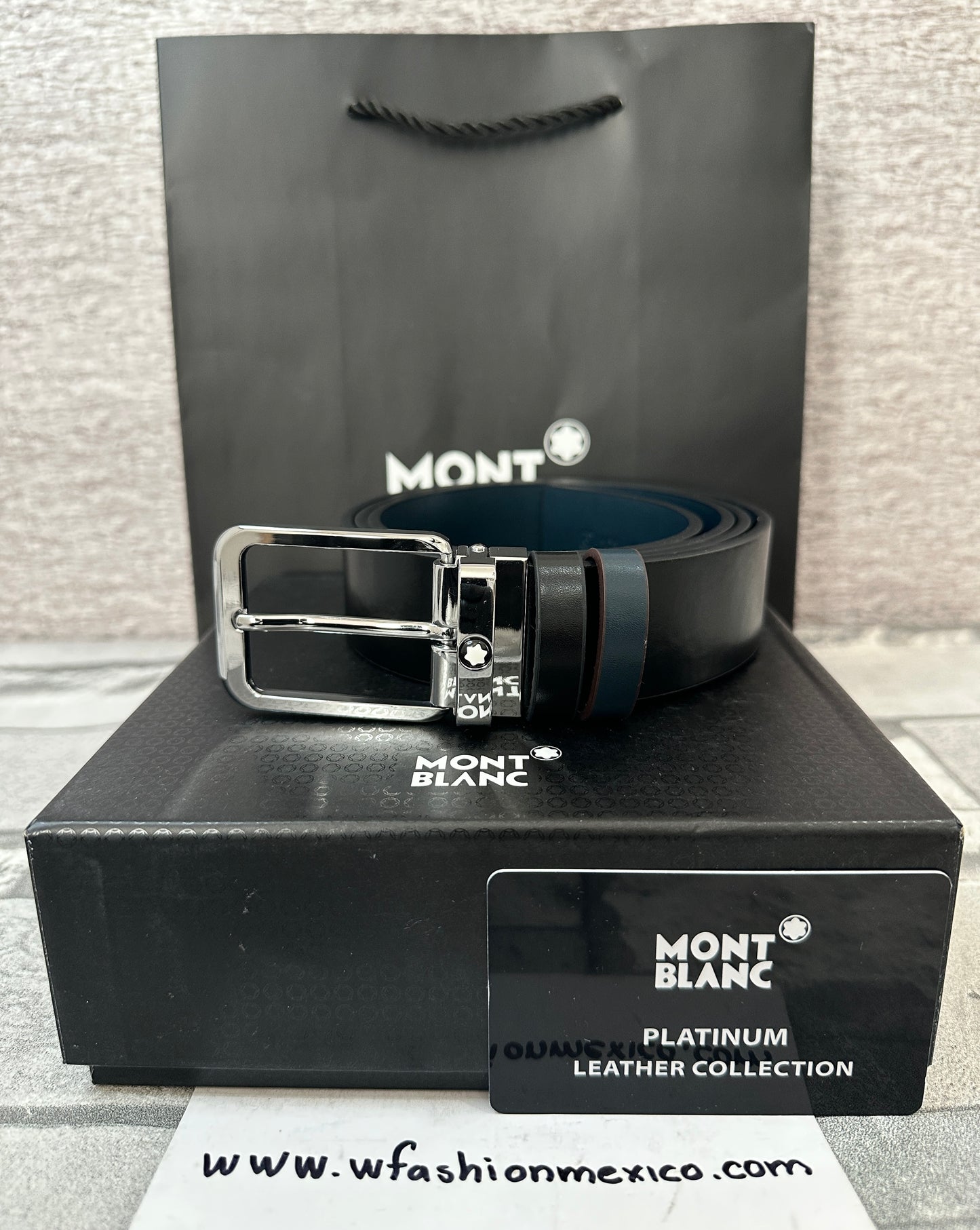 Cinturón Mont B doble vista, negro con azul