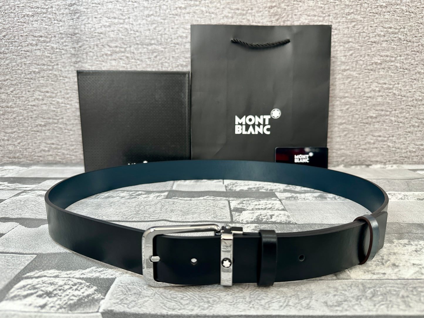 Cinturón Mont B doble vista, negro con azul