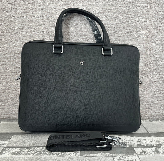 Portafolio negro de Piel Genuina, perfecto para laptops