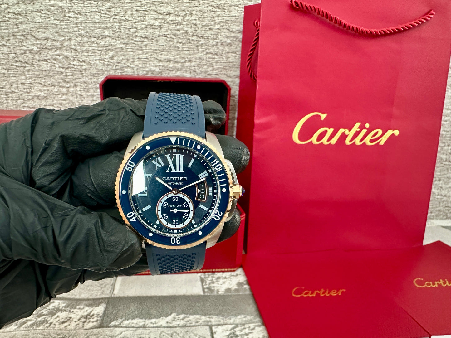 Calibre Diver AAA Automático correa de caucho Azul