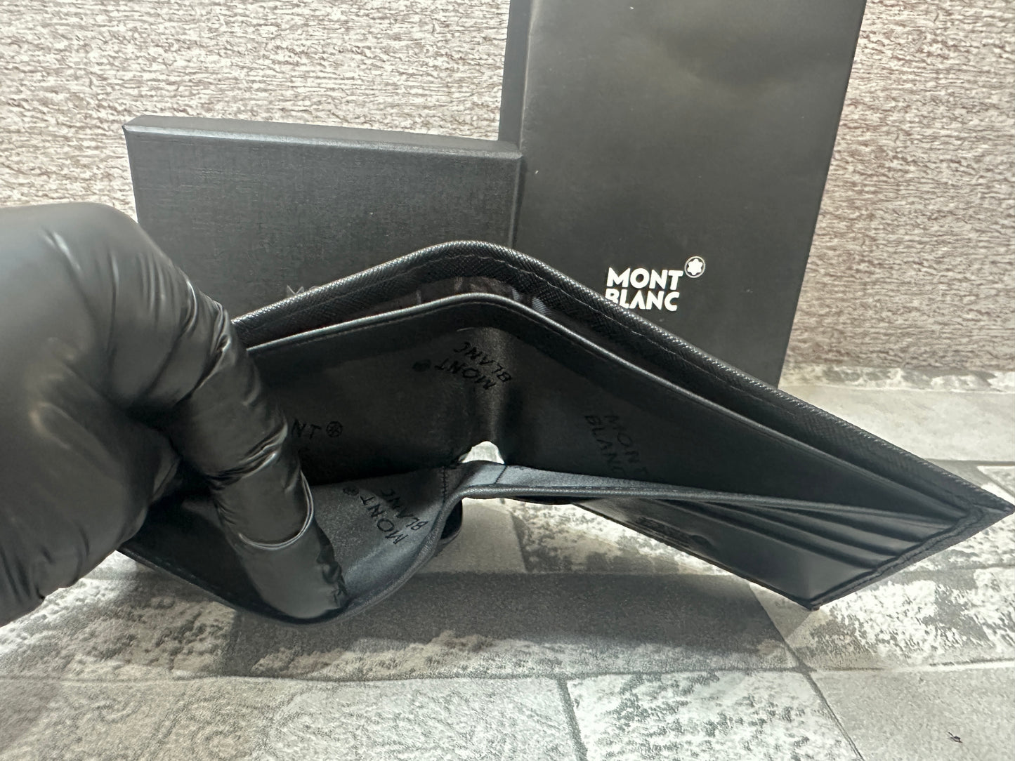 Cartera negra de piel genuina MB