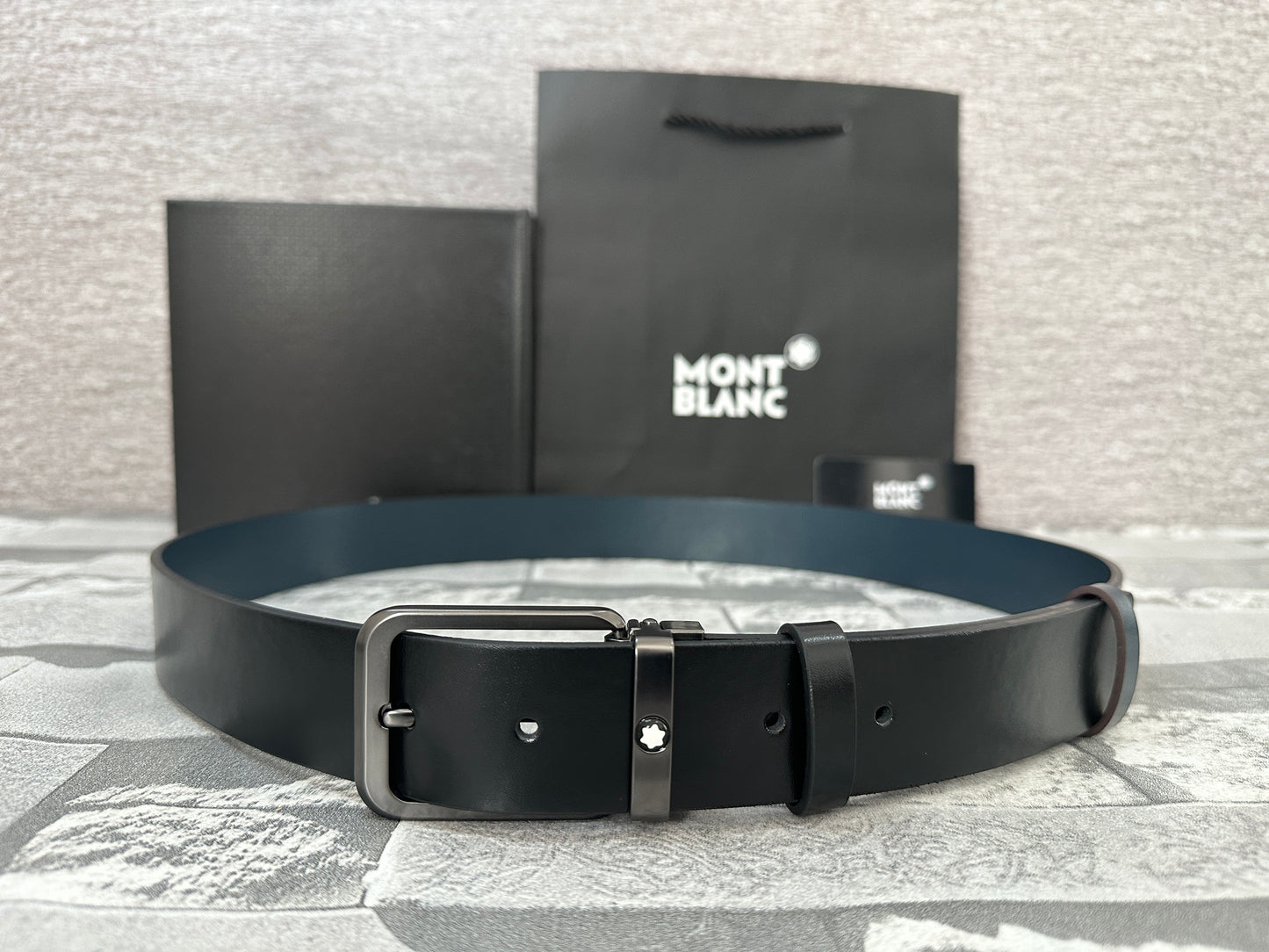 Cinturón Mont B doble vista, negro con azul