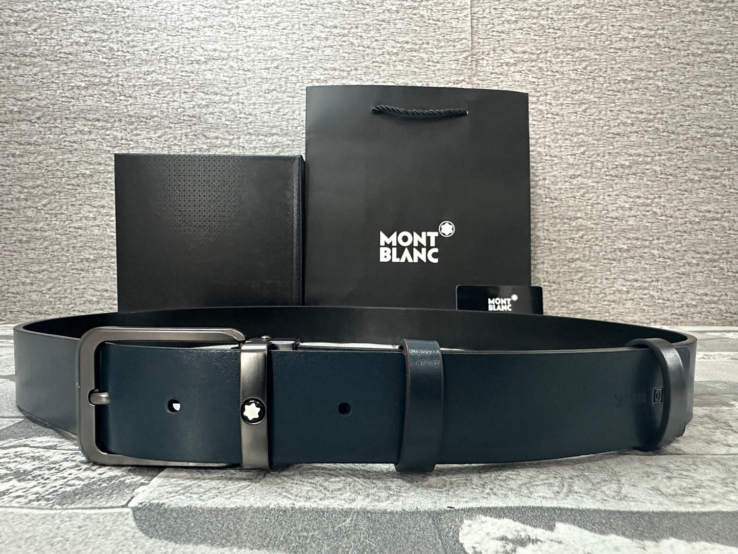 Cinturón Mont B doble vista, negro con azul