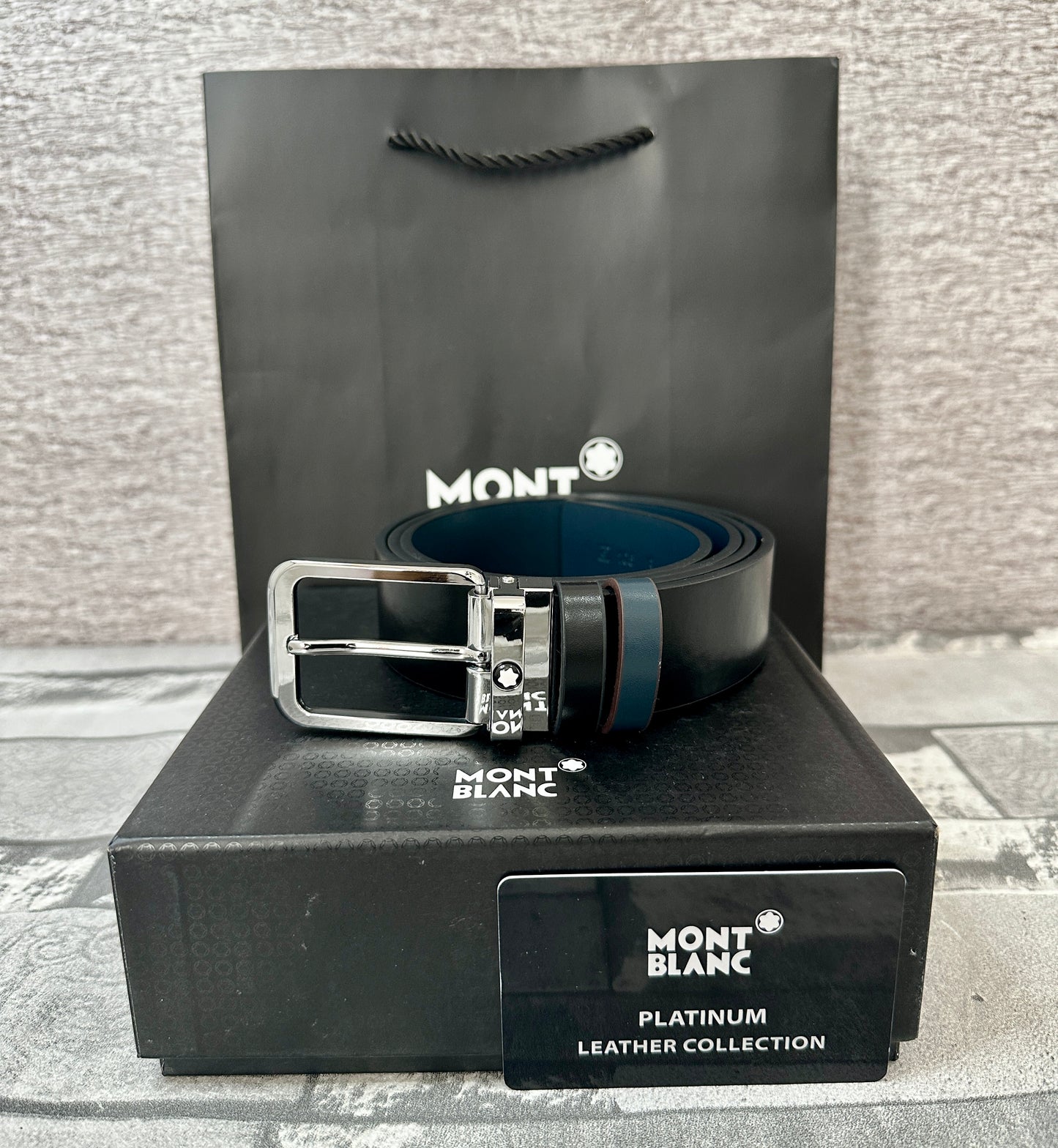 Cinturón Mont B doble vista, negro con azul