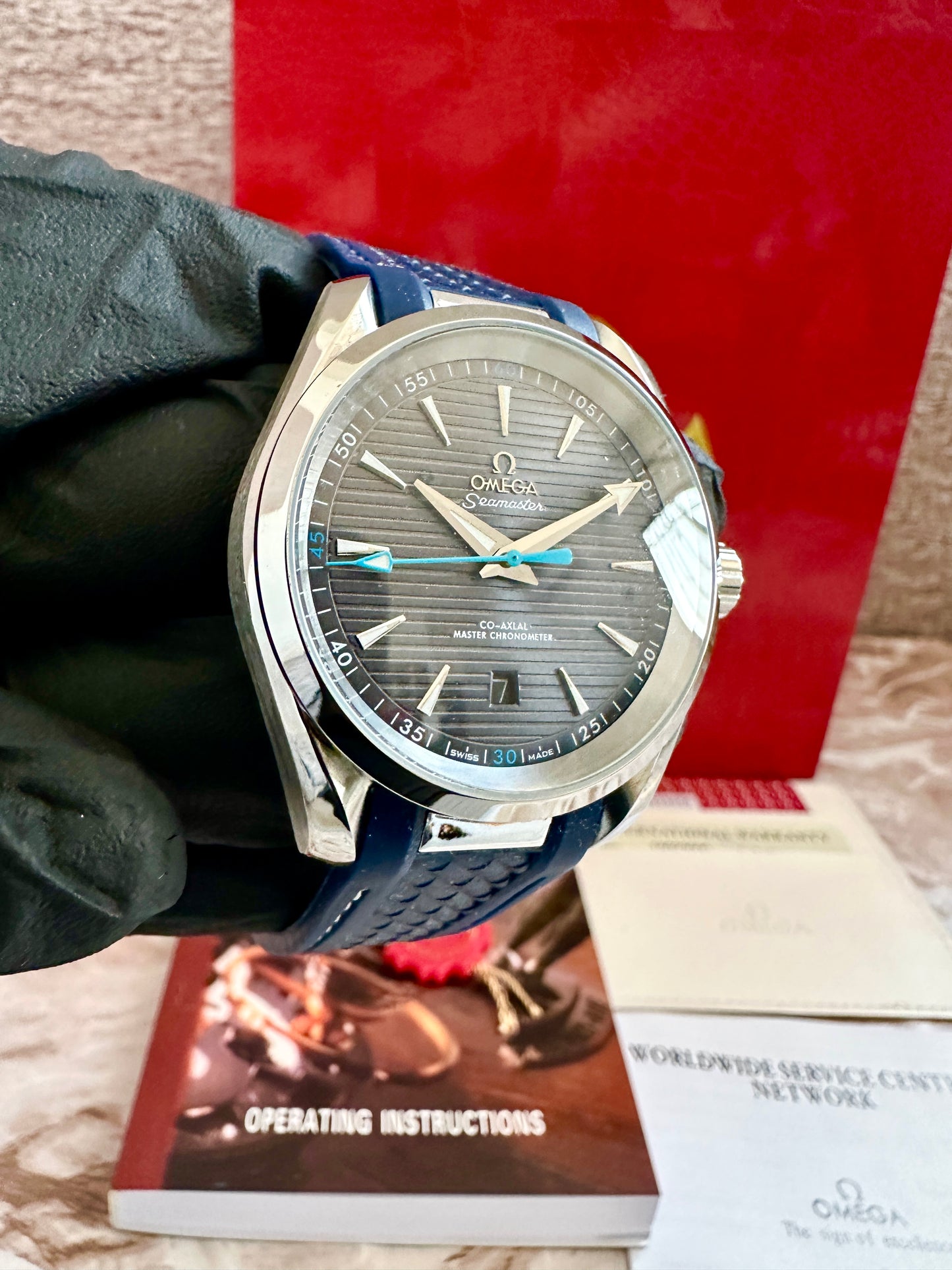 Reloj OM Aqua Terra AAA Automatico azul, correa de caucho