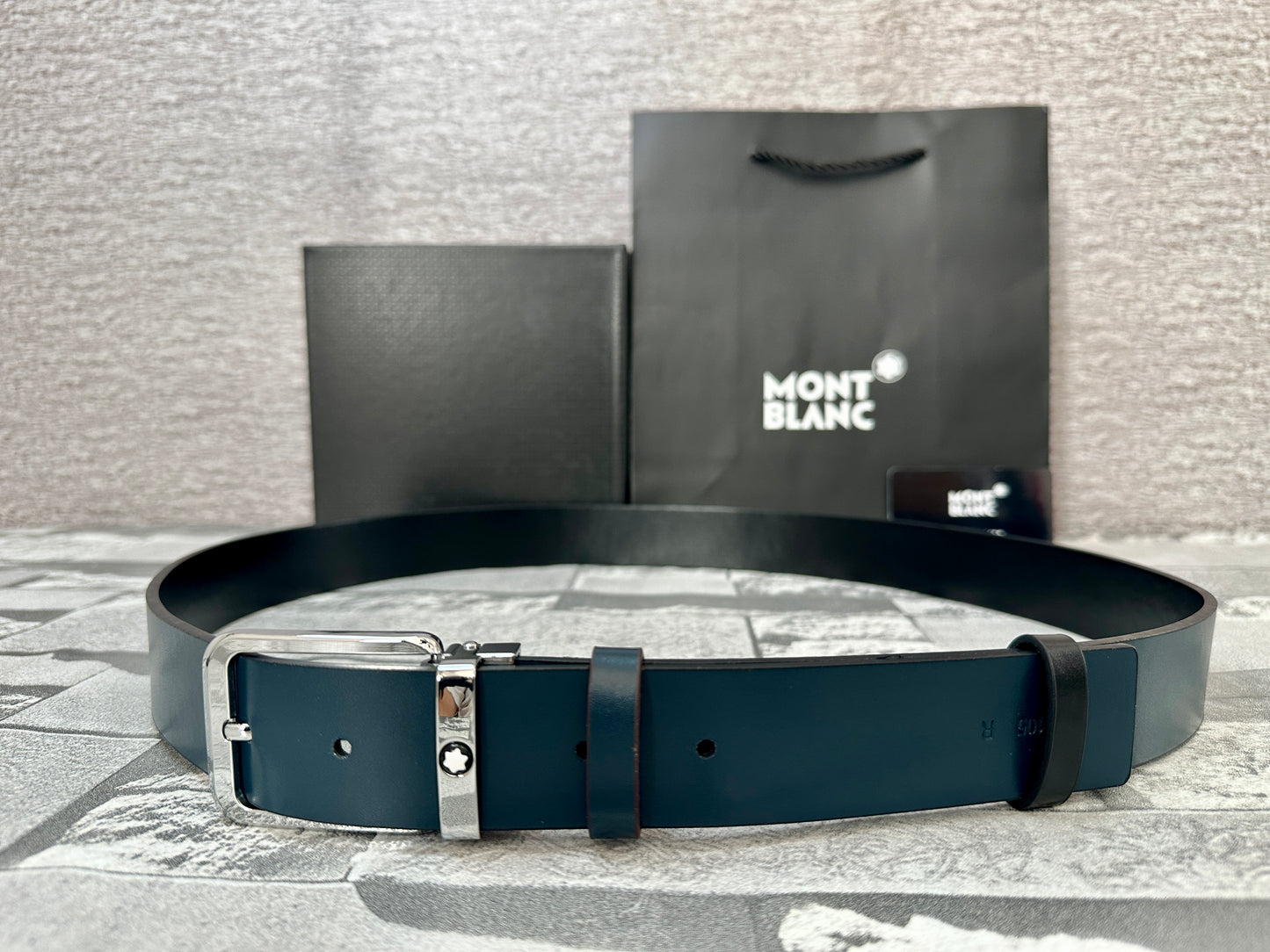 Cinturón Mont B doble vista, negro con azul