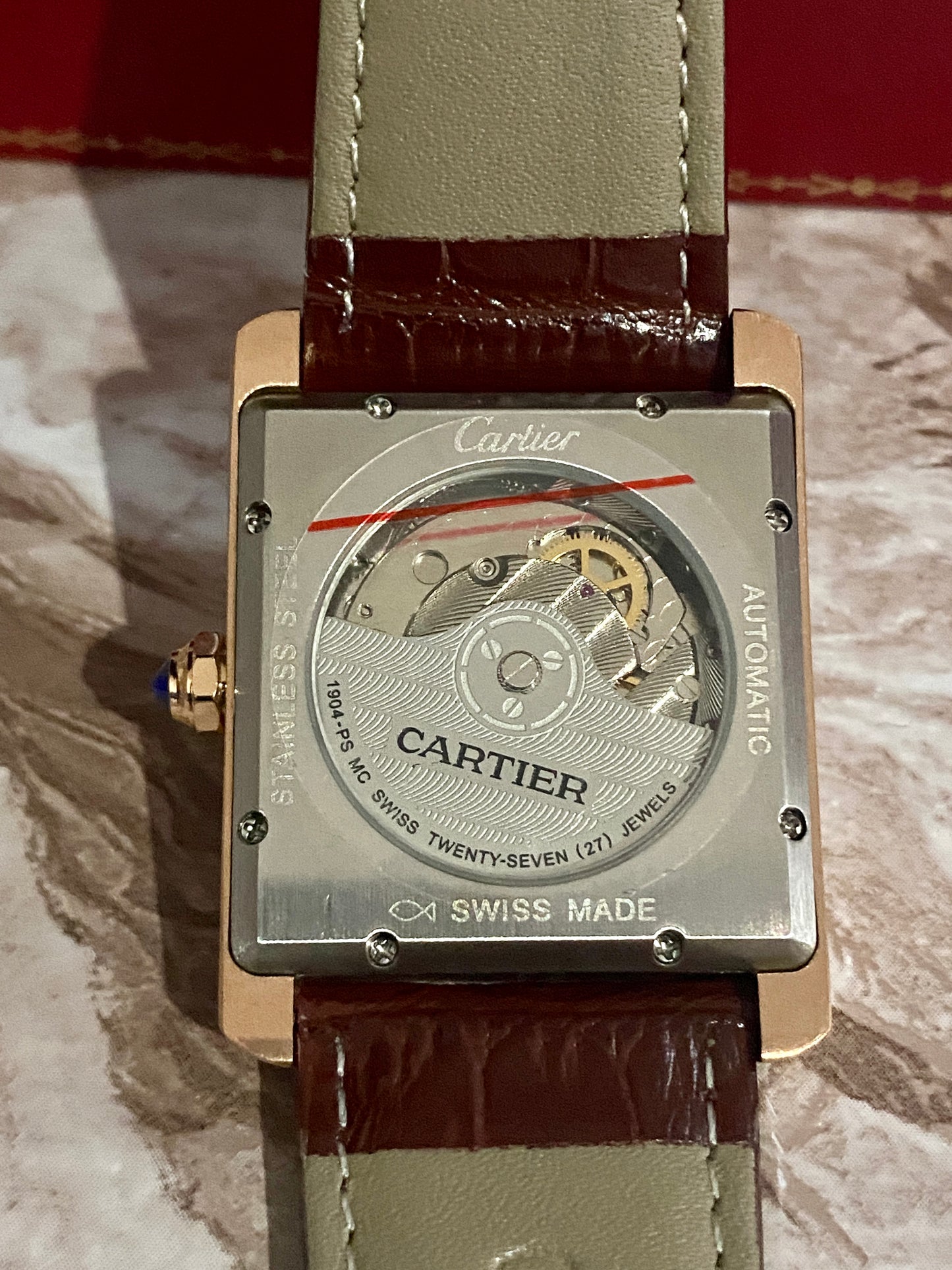 Reloj Tank MC AAA Automático correa de Piel Café